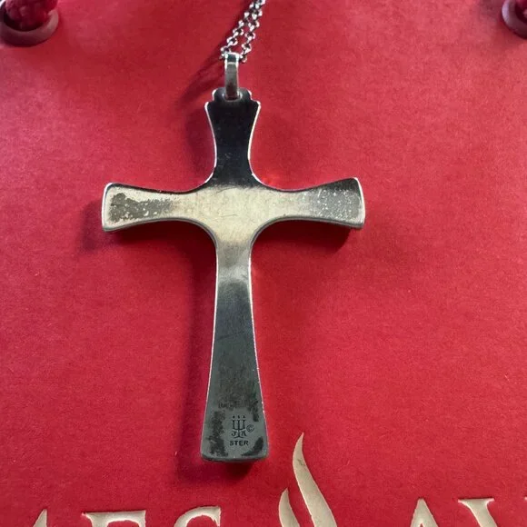 Retired Large James Avery Sterling Silver Serenity Descending Dove Cross 2.75”
